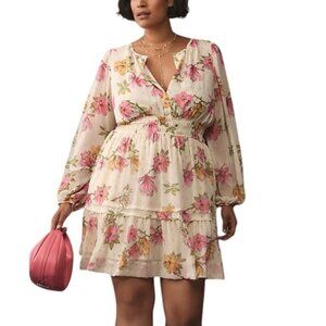 Anthropologie Maeve The Somerset Mini Dress, Long Sleeve, A-Line, Smocked, 3X